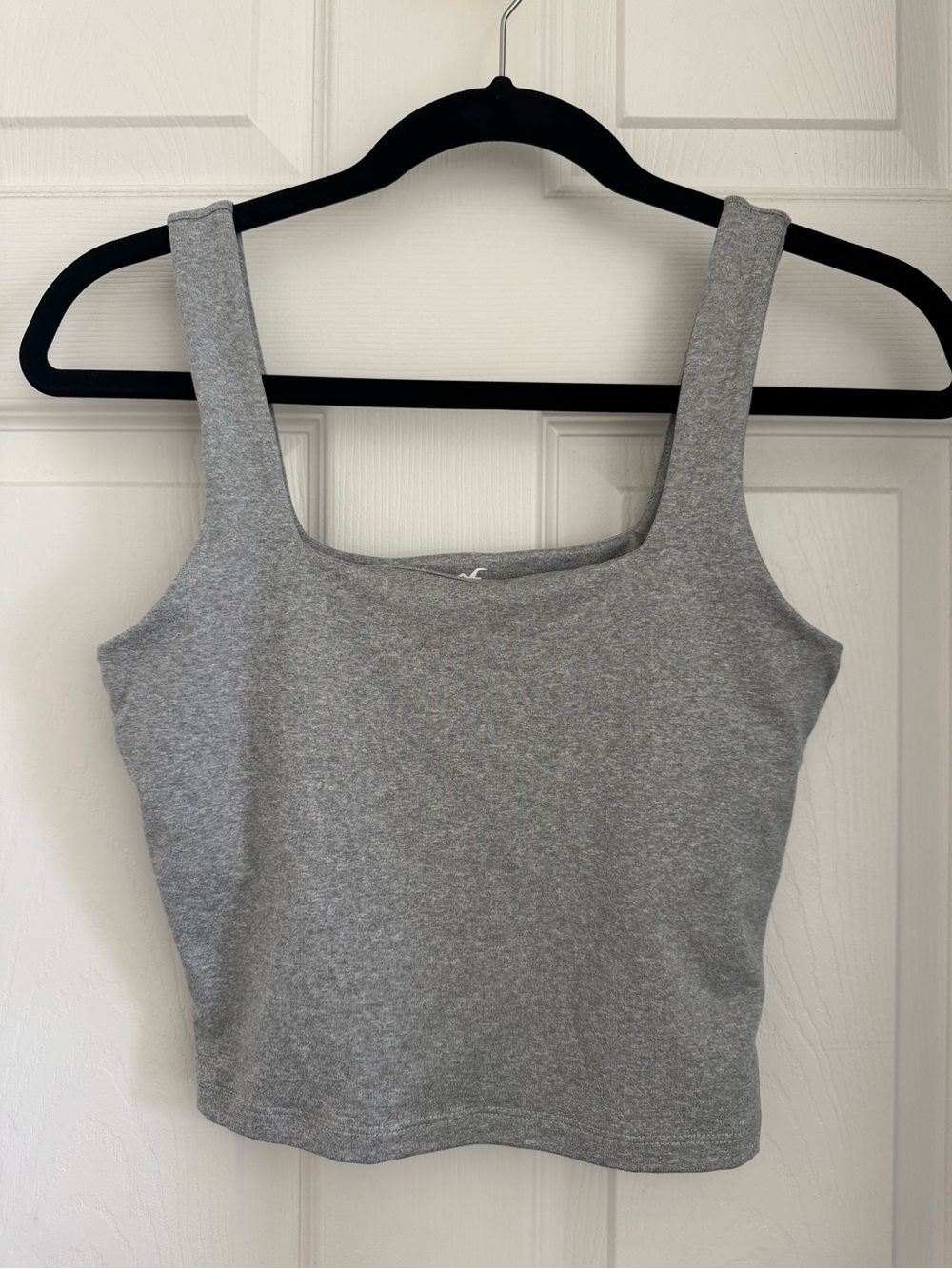 Hollister Grey Square-Neck Crop Tank